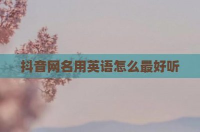 ​抖音网名用英语怎么最好听