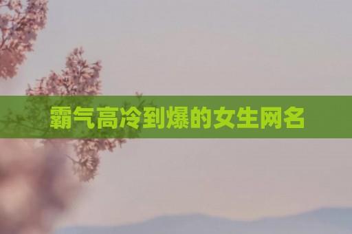 霸气高冷到爆的女生网名